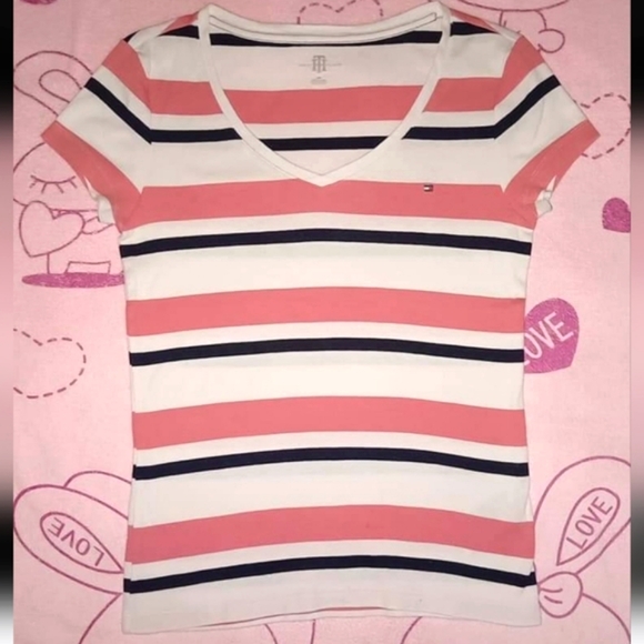 Tommy Hilfiger Tops - Tommy Hilfiger Women’s  Striped V-neck Top, Size L